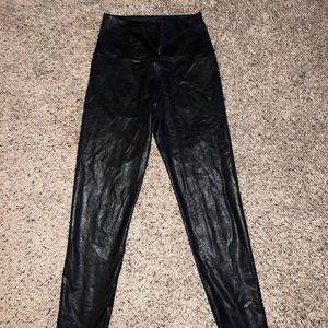 NEVER WORN OFF LINE AERIE!!! Black leather leggings!